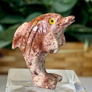 Miniature DOLPHIN Stone Carving Mini Porpoise Figurine Soapstone Animal Pet 1.5"